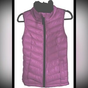Calvin Klein Small Light Pink Black Zip Up Puffer Vest Snap Pockets Jacket